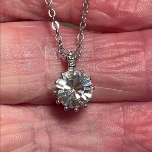 Dazzling Silver simulated, diamond necklace. Big beautiful and shiny by JCM